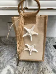 Wine Holder Burlap Sea Shells #beach