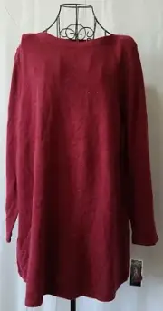 Karen Scott Plus Size 1X Maroon Speckled Boat Neck Tunic Sweater T29-579
