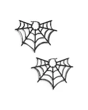 Nadri Haunt Couture Black Pave Web Hoop Earrings in Ruthenium Plated