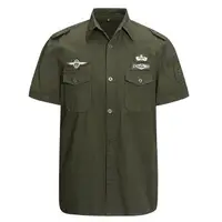 在飛比找樂天市場購物網優惠-德國復古短袖襯衫工裝修身二戰軍迷美國男裝休閑襯衣男士外貿德國