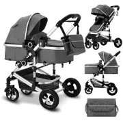2 in 1 Convertible Baby Stroller, Unisex Folding Infant Newborn Bassinet Pram, D