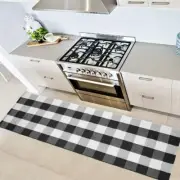 Elegant 2'x6' Buffalo Check Doormat – Durable & Fashion-Forward in Black and Whi