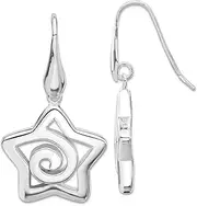 [JewelryWeb] 925 Sterling Silver Polished Star Dangle Post Earrings 42x24mm Wide-Dangle Earring for Women