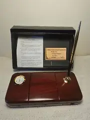 Solid Wood Desk Clock And Pen Display