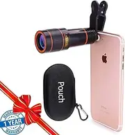 Cell Phone Camera Lens, SEVENKA 12X Telephoto Universal Clip On hd Lens Compatible with iPhone 12/11 Pro Max X XS Max XR/8/7/6/6s, Samsung, Android and Smartphone with Travel Case