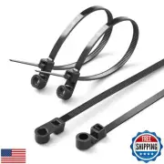 XINGO 250 PCS Black Zip Ties with Screw Hole 7.5 Inch, 75 lbs Mountable head