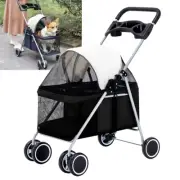 Foldable Pet Stroller Pram Dog Cat Carrier Cage Travel Pushchair 4 Wheels