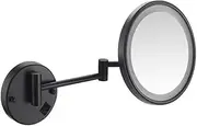 Wall Mounted Makeup Mirror, 8 Inch Single-Sided 10X Magnifying Mirror with Lights，360 Swivel Extendable Arm Mirror - for Bathroom