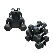 1-2-3-4-5-6 TOTAL 42KG Hex Rubber Dumbell Weight Set with 2 PVC Rack