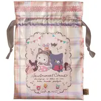 在飛比找PChome24h購物優惠-San-X 魔幻馬戲團貓咪鋼琴系列束口袋化妝包組