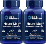 Life Extension Neuro-Mag 150 Veg Caps (Pack of 2), Magnesium L-Threonate, Magtein Supplement