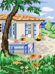 DIY Printed Tapestry Kit "Hot afternoon", size 10.6x14.2 in / 27x36 cm, Brvsk