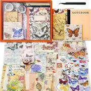 Vintage Aesthetic Scrapbooking Supplies Kit, Butterfly Junk Journal Scrapbook Ki