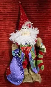 Vtg Kurt Adler SANTA'S WORLD Santa Clause With STOCKING and Bag Figure Christmas