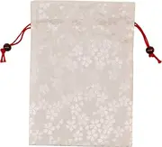 Matsumi Craft Goshuin Stamp Book Holder, Drawstring Bag, 7.5 x 10.6 inches (19 x 27 cm), Cherry Blossom, White