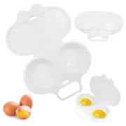 2 PACK White Egg Poacher, 2 Cavity Nonstick Poached Egg Maker With Lid, Double