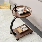 Small C-Shaped Side Table, Slide-Under End Table for Sofa & Bed, Couch Table (B)