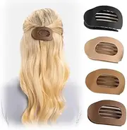 4Pcs Flat Hair Claw Clips Round Flat Hair Clips for Women Girls, French Strong Hold Hair Barrettes for Thick Thin Hair,Comfortable Curved Flat Clips for Lying,Driving and More