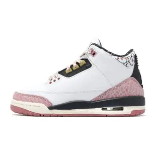 【NIKE 耐吉】休閒鞋 Air Jordan 3 Retro GS 大童 女鞋 白 粉 爆裂紋 AJ3 三代 氣墊(441140-100)