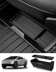 Front Under Seat Storage Box for Tesla Cybertruck 2024,Cyber Truck ABS Under Seat Organizer, Cybertruck Organizer Accessories Black With Silicone Pad