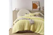 3 Piece Hugo Cotton Gauze Quilted Comforter Set Butter by Vintage Design Homewares