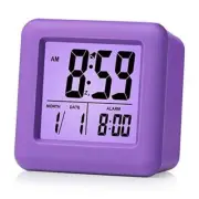 Digital Alarm Clock Kids with Snooze and Nightlight - Easy Setting Purple
