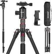 [NEEWER] 77" Camera Tripod,Foldable Aluminum Tripod Monopod for DSLR, Phone with 360°Panoramic Ball Head,2 Axis Center Column,Arca QR Plate and Bag,Portable Travel Tripod 34lb Max Load,TP77