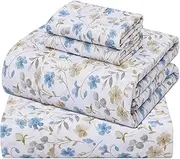 [ZOYER] 100% Cotton Sheets - Cooling & Crisp Queen Size Percale Sheets, 16" Deep Pockets Bed Set, Lightweight & Breathable, Durable, 4 Pieces, Country Coast