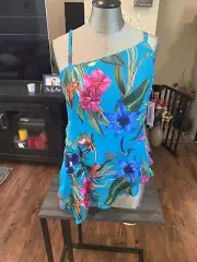 Stunning Parker Tropical Blue A Symmetrical Top Sz Med New
