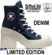 CONVERSE Chuck 70 De Luxe Heel Denim Women's Platform Sneakers Jeans Style