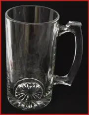 One Libby Beer Stein Mug Extra Large Clear Glass 7" Tall FREE SHIPPING CLEAN CON