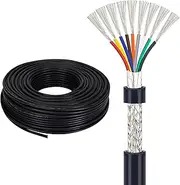 16-28 Gauge Wire 9-core Shielded Cable Aluminum Foil + Braided Mesh Tinned Copper Core Black PVC Insulation UL2464 Suitable for High-Density Wiring and Industrial Equipment(15ft(5M),22AWG-9C)