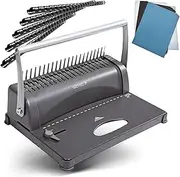 Genie CB 850 Spiral-Binding Device (up to 350 Sheets DIN A4, incl 75 Piece Starter Pack – Silver/Black