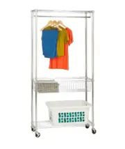 Honey-Can-Do Chrome Rolling Laundry Clothes Rack with Shelves *FREE SHIPPING*