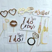 Gold Foil I Do Crew Bachelorette Party Photo Booth Props 10pk