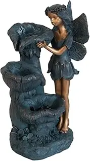 Table Fountain, 14” Tall Rustic Fairy Water Fountain with Light for Patio Deck Pond Yard Home Decor