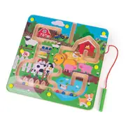 Bigjigs Toys 22cm Farmyard Maze Puzzle Game Kids Learning Wooden Sensory Toy 3y+
