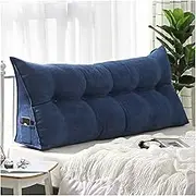Sofa Slipcovers Wedge Reading Pillow with Removable Washable Cover Lumbar Back Cushion for Bed Sofa Couch Headboard Bed Backrest Support Dark Blue (150 * 50 * 20CM)