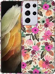 [GlamCase] for Samsung Galaxy S21 Ultra 5G, Samsung Galaxy S21 Ultra 5G Case - Flower Pattern Printed Slim & Sleek Cute Plastic Protective Designer Back Phone Case/Cover for Galaxy S21 Ultra 5G