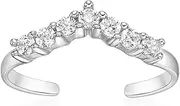 [Lavari Jewelers] Cubic Zirconia Adjustable Band Open Chevron Toe Ring for Women I 10k White or Yellow Gold Toe Ring I One Size Fits Most Toes I Classic 4 mm Wide CZ Body Jewelry
