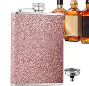 Drinking Hip Flask | Stainless Steel Hip Flask 8oz Alcohol Flask with Funnel,Portable Glitter Liquor Flask Leak-Proof Drinking Pot for Whisky