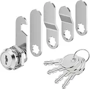 VOCIBO® Letterbox Lock, 4 Keys, Comes with 5 Different Lock Plates, Letter Box Lock 16 mm, Locker Lock, Diameter 18 mm, Drawer Lock, Lever Lock for Letterboxes, Cabinet Doors