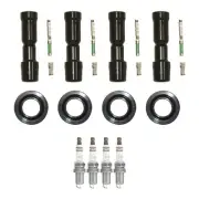 NGK 4 Ruthenium HX H. I. Spark Plugs 4 Coil Boots Kit for Honda Fit 1.5 07-13 (for: Honda)