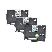3PK Compatible with Brother P-Touch TZ-111 Black on Clear 0.23" Label Tape 6mm