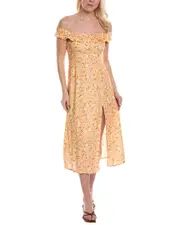 REVERIEE Linen-Blend A-Line Dress