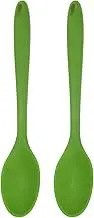 2Pcs Silicone Spoons, Heat Resistant Kitchen Cooking Utensil Spoon for Cooking, Mixing, Stirring and Serving (Green, One Size)