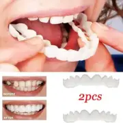 1 Set Snap On False Teeth Upper Lower Dental Veneers Dentures Fake Tooth Cover