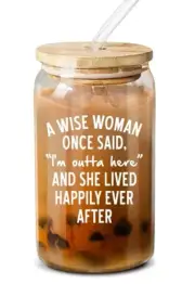 Glass Tumbler Bamboo Lid Glass Straw 16 Oz Wise Women Retirement Divorce