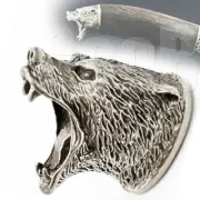 Silver Knife Pommel GRIZZLY BEAR for Custom Knives Making Handle Bolster CooB