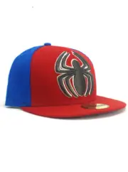 New Era Spider-Man 59fifty Custom Fitted Hat Size 7 1/2 Marvel Comics Red Blue